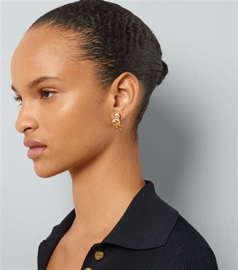 gucci pearl hoop earrings|Gucci interlocking g hoop earrings.